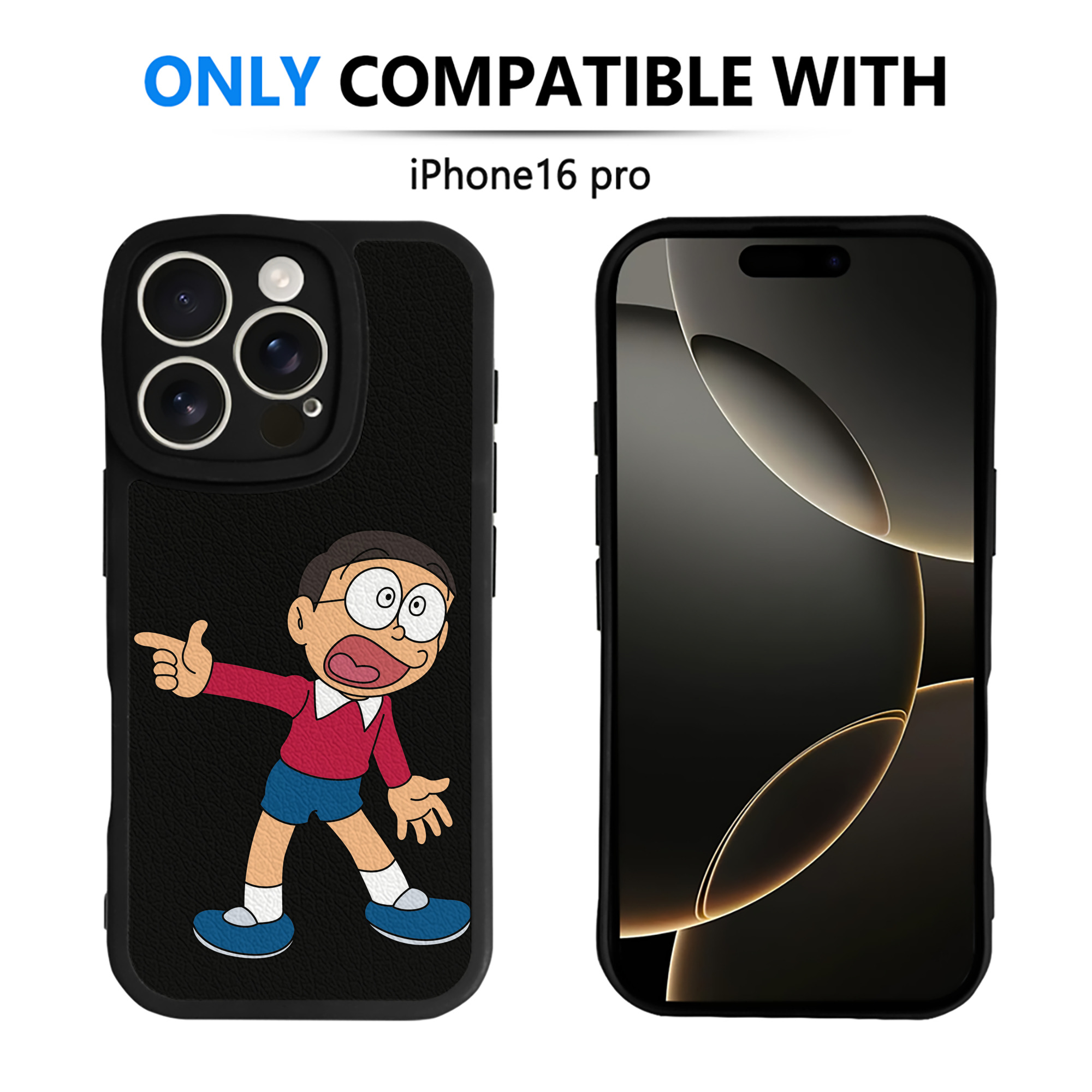 （画像用） ドラえもん 野比 のび太 Doraemon Nobita Nobi 【iPhone 16シリーズ対応】シリコンスマホケース（レザー調） 材質：シリコン